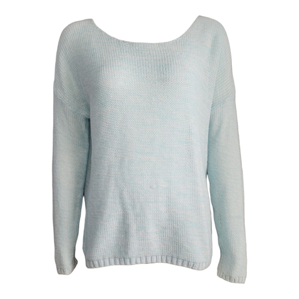 Gap Sweater Womens Size M Medium Blue Open‎ Knit 100% Cotton Long Sleeve Cozy